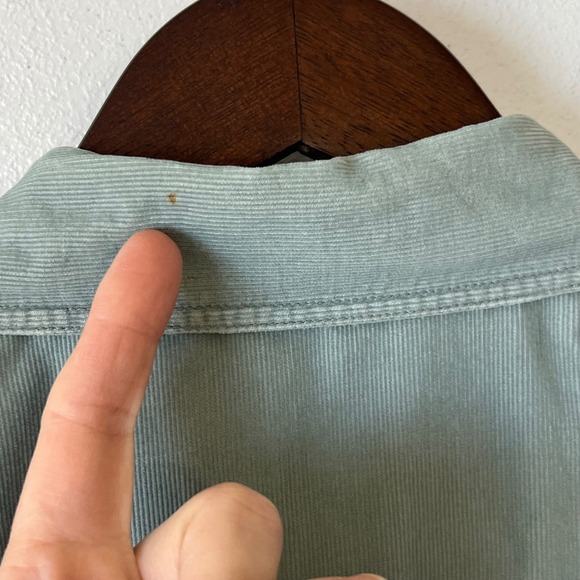 J. Jill Petite MP Teal Blue Corduroy Pintuck Button Up Shirt Blouse Cotton - Picture 4 of 12